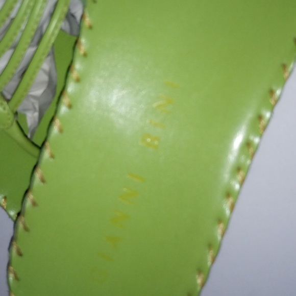 Gianni Bini Lime Green leather strap sandals. Stitched design. Size 8 - Picture 9 of 9